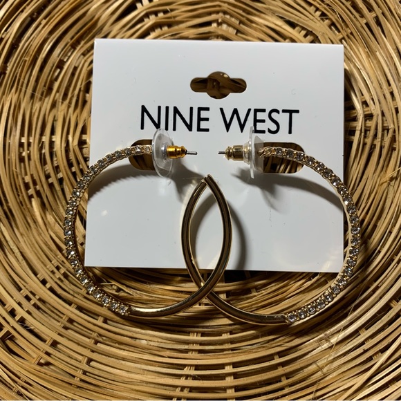 Nine West Womens Gold Tone Beyonce Style Round Hoop Earrings Christmas Gift Girl - Picture 6 of 7